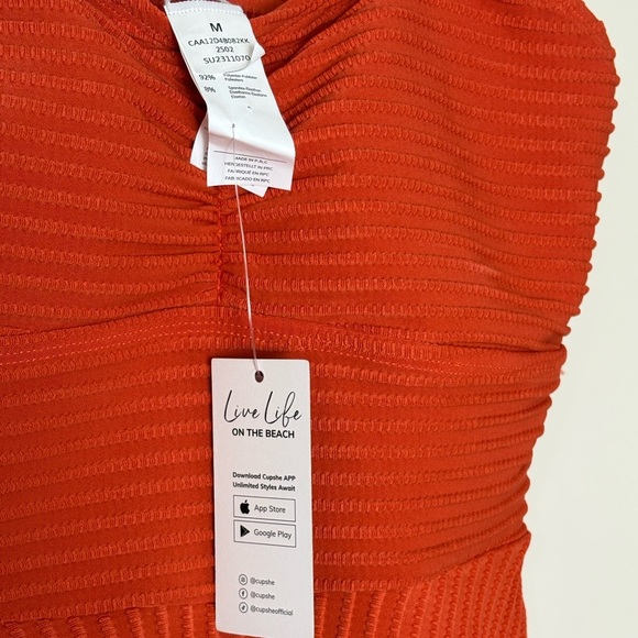 Cupshe Bold Orange Textured Swimwear. NWT - Picture 4 of 10